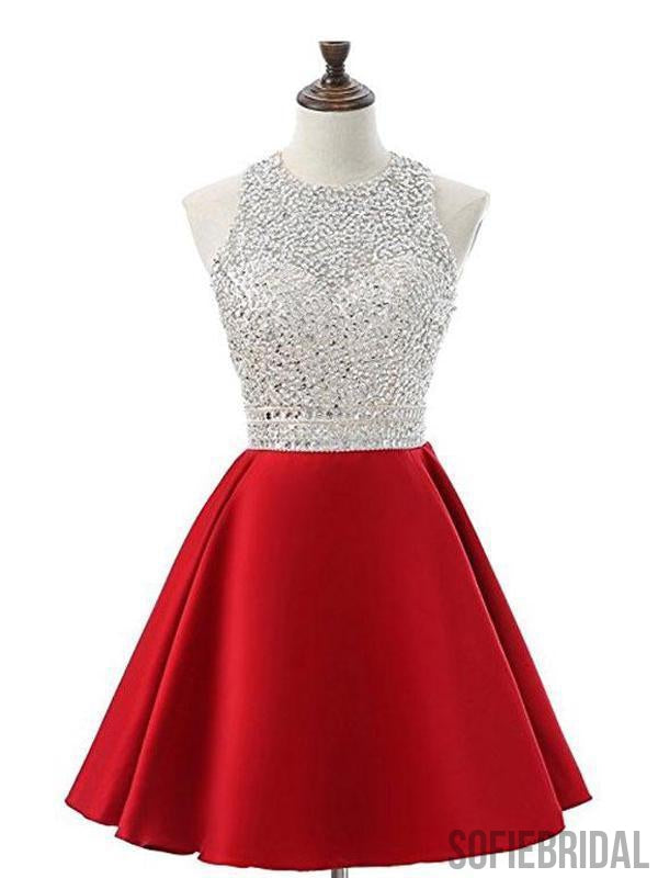 Cheap Halter Heavily Beaded Cute Red Homecoming Dresses 2018, CM475 SofieBridal Cheap Halter Heavily Beaded Cute Red Homecoming Dresses 2018, CM475 SofieBridal