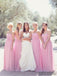 Sweetheart Floor-length Pink Chiffon Long Bridesmaid Dresses, BD0576