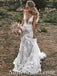 Elegant Spaghetti Straps Deep V-Neck Sleeveless Backless Mermaid Long Wedding Dresses,SFWD0073