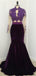 Mermaid High Neck Long Sleeves Purple Prom Dress, PD0999