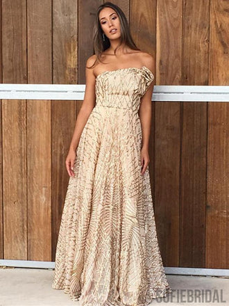 Strapless Long A-line Elegant Prom Dresses, Formal Dresses, PD0923