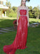 Gorgeous Red Sequin Beaded Sequin Long Prom Dresses, PD0940