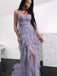 Spaghetti Hi-low Dusty Purple Prom Dresses, Unique Long Prom Dresses, PD0752