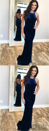 Velvet Prom Dresses, Mermaid Prom Dresses, Cross Back Prom Dresses, Prom Dresses, PD0602