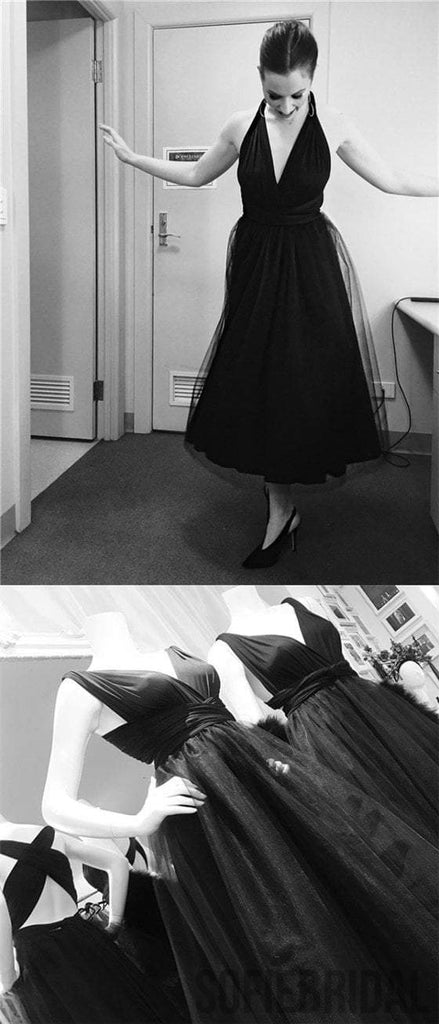 Convertible Black Prom Dresses, Simple Prom Dresses, Cheap Prom Dresses, PD0623