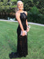 Backless Long Mermaid Black Lace Prom Dresses, PD0986
