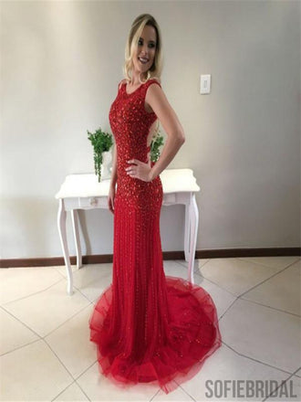 Lovely Sequin Tulle Cross Back Prom Dresses, Sexy Mermaid Prom Dresses, Formal Dresses, PD0380