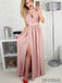 Dusty Pink Long A-line Side Slit Prom Dresses Bridesmaid Dresses, PD0829