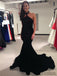 Halter Black Prom Dresses, Rhinestone Mermaid Prom Dresses, Cheap Prom Dresses, PD0654