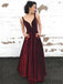 V-neck A-line Velvet Prom Dresses, Cheap  Prom Dresses, PD0839