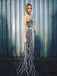Round Neck Long Mermaid Tulle Beaded Prom Dresses, PD0864