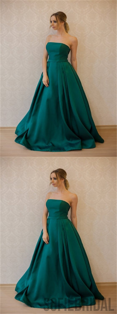 Green Satin Prom Dresses, A-line Elegant Prom Dresses, Long Prom Dresses, Popular Prom Dresses, PD0622