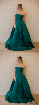 Green Satin Prom Dresses, A-line Elegant Prom Dresses, Long Prom Dresses, Popular Prom Dresses, PD0622