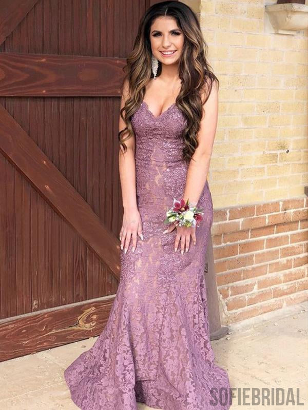 Sexy Mermaid Lace Long Prom Dresses, Popular Prom Dresses, PD0880