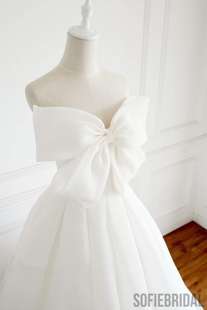 Newest Design Organza Bow A-line Lace Up Wedding Dresses, Chic Popular Wedding Dresses, WD0229