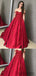 Off Shoulder Long A-line Satin Lace Prom Dresses, PD0882