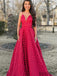 Spaghetti Long A-line Red Prom Dresses, Evening Dresses, PD0879