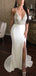 Spaghetti Long Mermaid Ivory Beaded Prom Dresses, Sexy Long Prom Dresses, PD0736