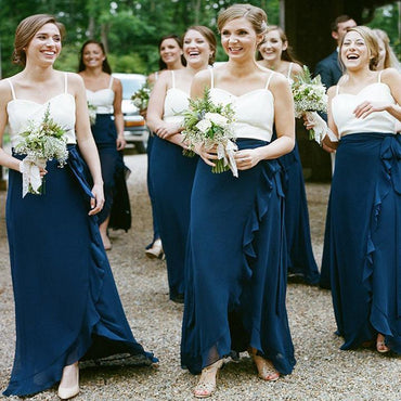 Spaghetti Top Bridesmaid Dresses,  Dark Teal Chiffon Bridesmaid Dresses, Cheap Bridesmaid Dresses, WG20