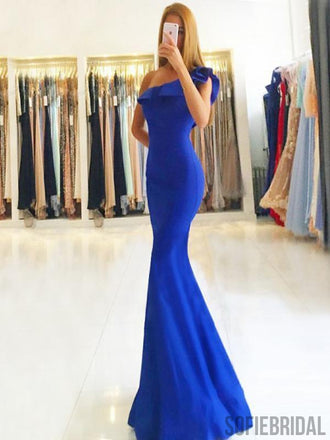 One Shoulder Prom Dresses, Royal Blue Prom Dresses, Mermaid Prom Dresses, PD0683