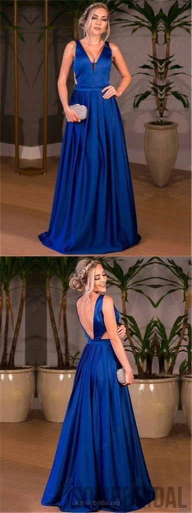 Royal Blue Satin Prom Dresses, A-line Prom Dresses, Cheap Prom Dresses, Prom Dresses, PD0632