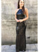 Black Sequin Sheath Prom Dresses, Long Popular Prom Dresses, PD0748
