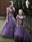 Purple Spaghetti Straps Sequin Tulle A-Line Flower Girl Dresses, FGS0031