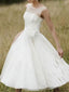 Simple Illusion Neck Cheap Short Wedding Dresses Online, WD365