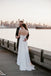 A-line Spaghetti Straps V-neck Long Chiffon Wedding Dresses With Split, WD0478