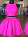 Sexy Open Back Hot Pink Two Piece Simple Cheap Homecoming Dresses 2018, CM490
