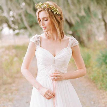 Simple A-line Chiffon Wedding Dresses, Country Wedding Dresses, Long Wedding Dresses, WD0001