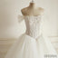 Off Shoulder Beaded A-line Lace Long Custom Cheap Wedding Dresses, WD304