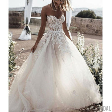 Sweetheart Lace Tulle Wedding Dresses, Romantic Wedding Bridal Gown,Wedding Dresses, WD0261