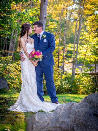 Sweetheart Backless Full Lace Wedding Dresses With Train, WD0472